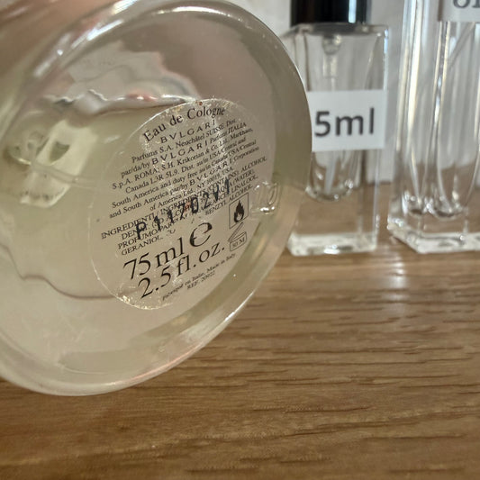 Bvlgari Au the Blanc Eau de Cologne Decant / 2007 Batch, Rare